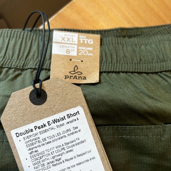 prAna Men's Double Peak E-Waist XXL / 8"L Hiking Short in Cargo Green - Picture 4 of 8